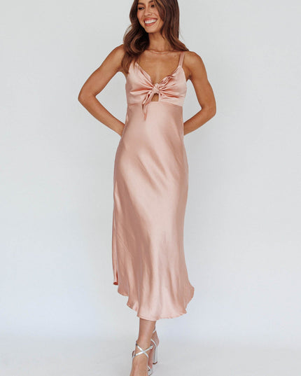 Blush Satin Midi Dress