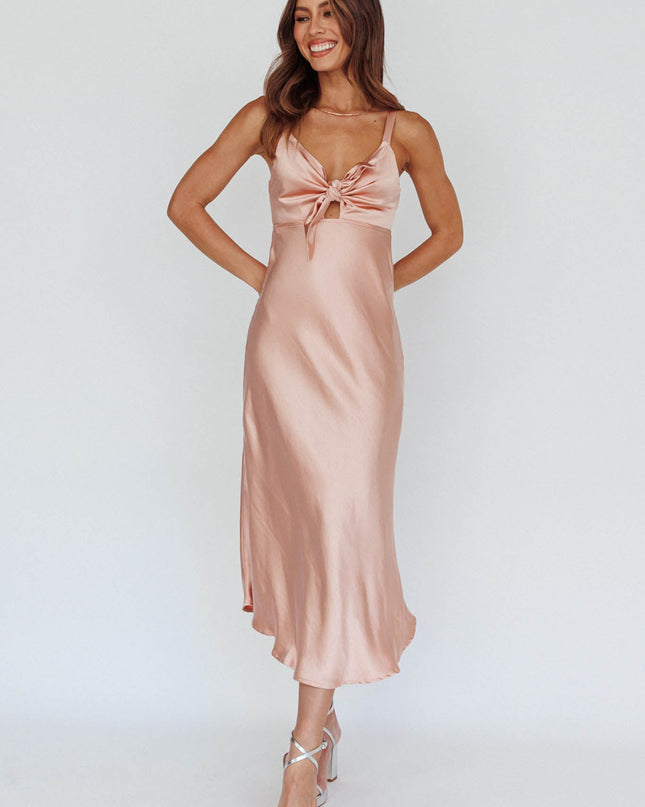 Blush Satin Midi Dress