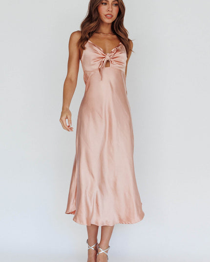 Blush Satin Midi Dress