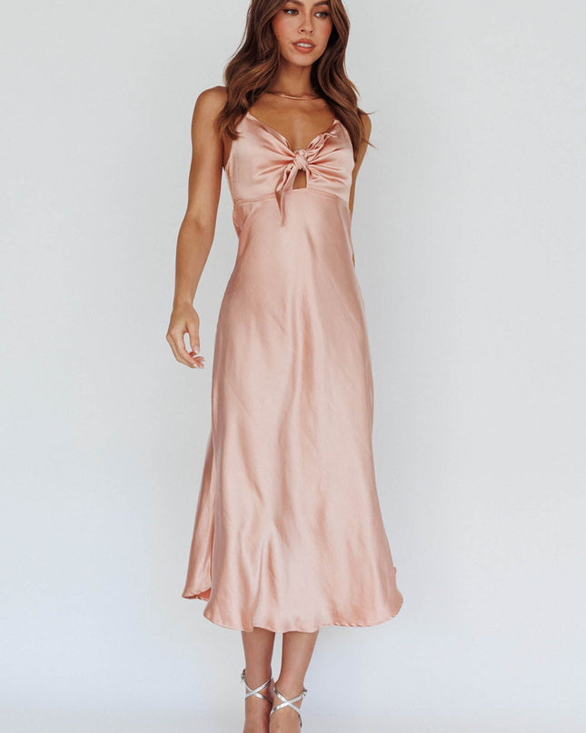Blush Satin Midi Dress