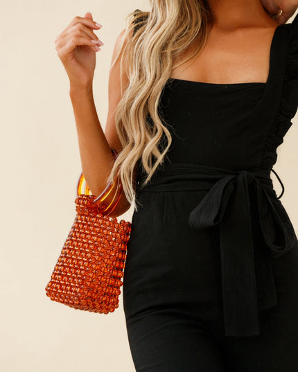 Black Love Square Neckline Ruffle Strap Jumpsuit