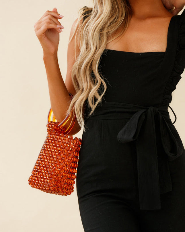Black Love Square Neckline Ruffle Strap Jumpsuit