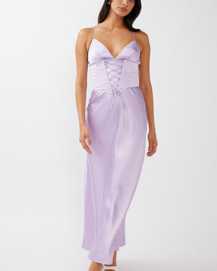 Lilac Cami Strap Corset Waist Dress