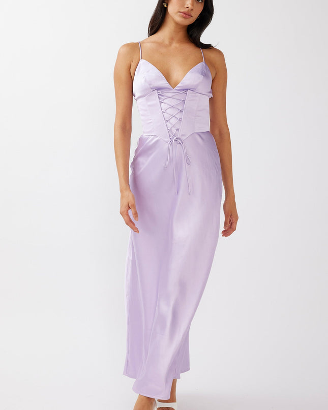 Lilac Cami Strap Corset Waist Dress