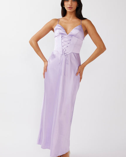 Lilac Cami Strap Corset Waist Dress