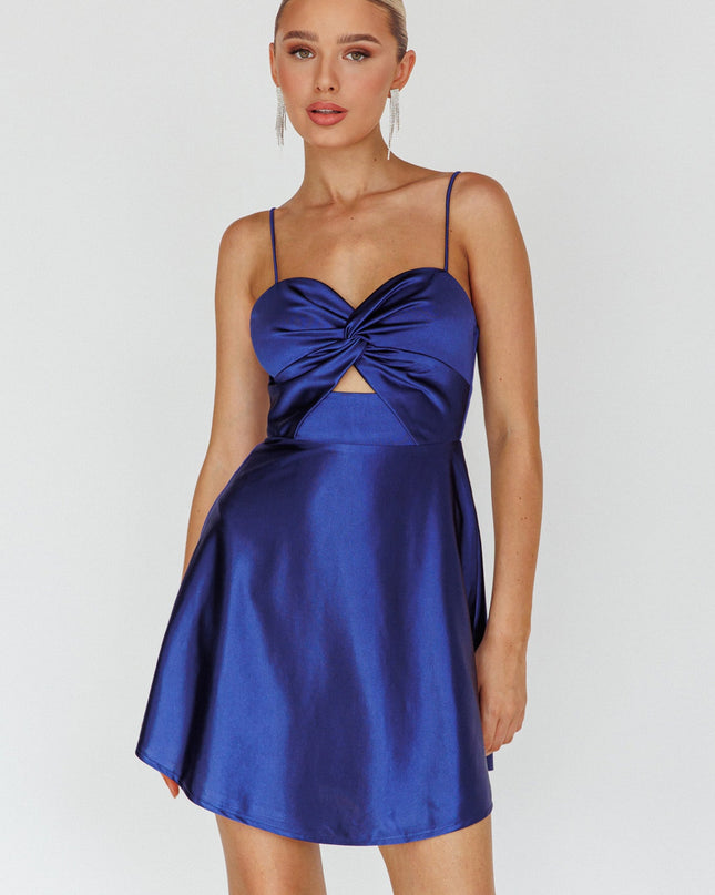 Midnight Blue Twist Bust Mini Dress