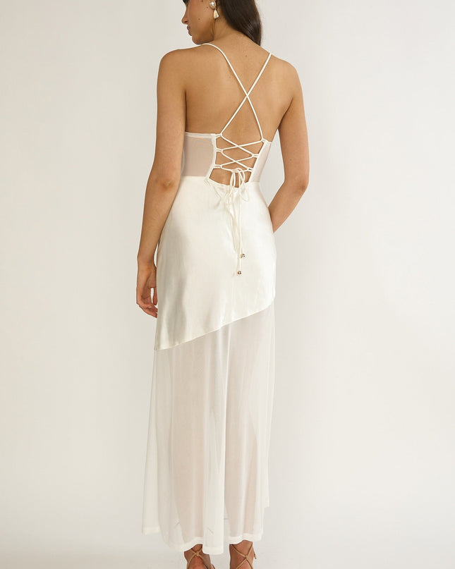 Oyster Sheer Waist Maxi Dress