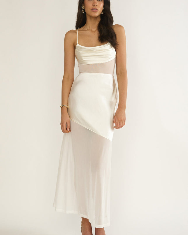 Oyster Sheer Waist Maxi Dress