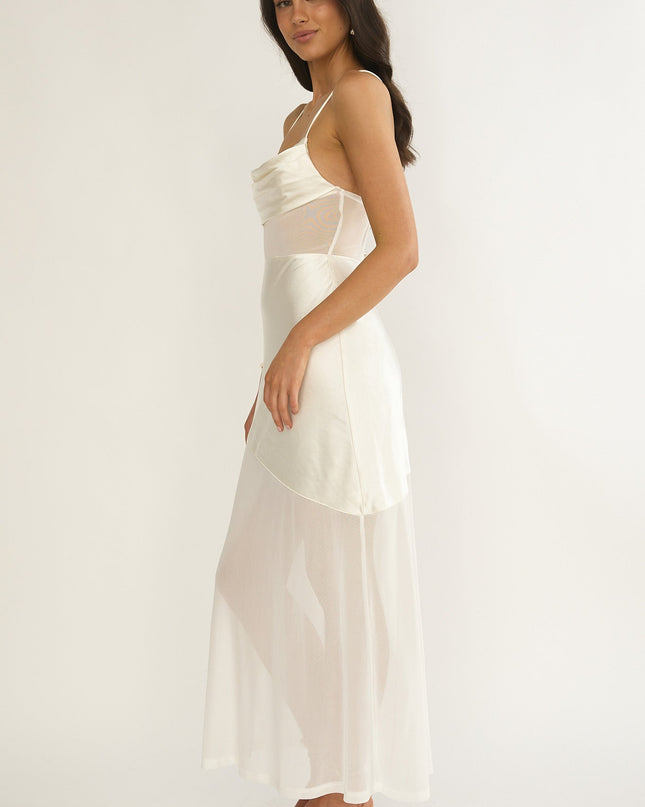 Oyster Sheer Waist Maxi Dress