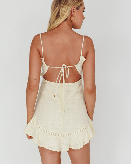 Beige Crochet Lace Trim Dress