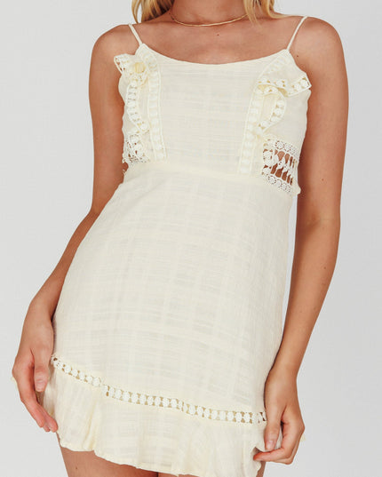Beige Crochet Lace Trim Dress