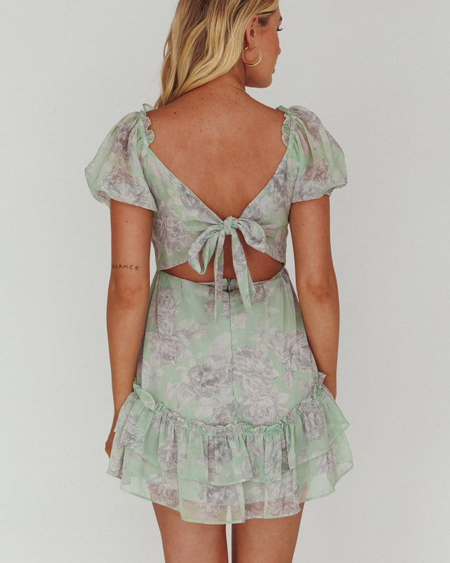 Puff Sleeve Twist Dress Floral Apple