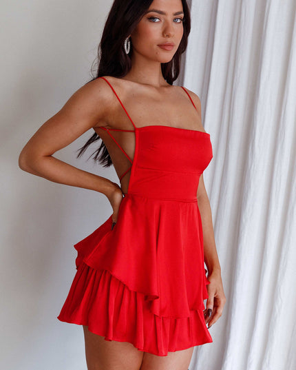 Red Low Back Romper