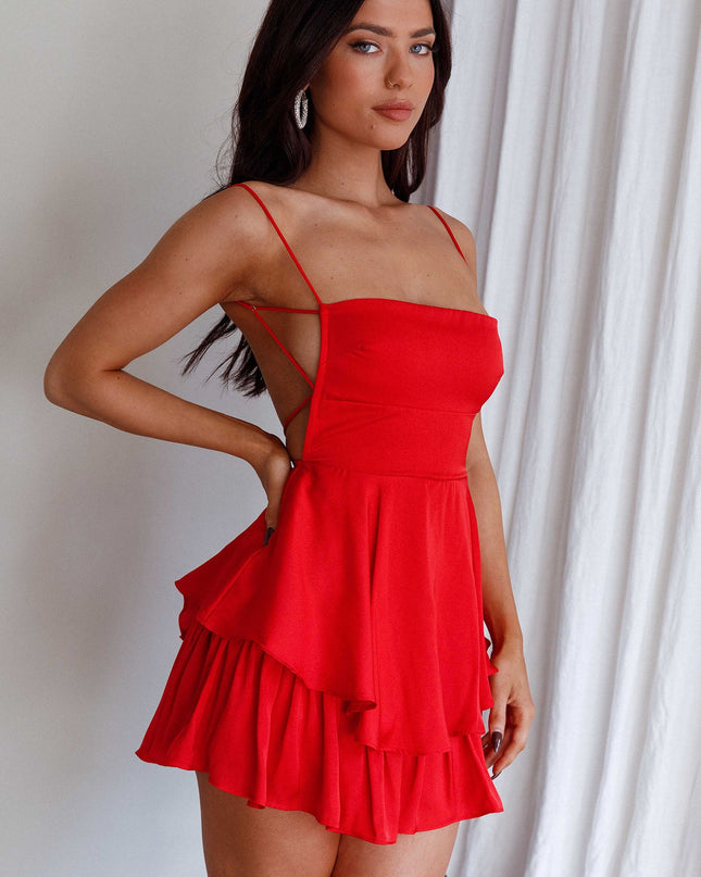 Red Low Back Romper
