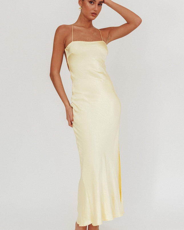 Butter Backless Satin Maxi Dress