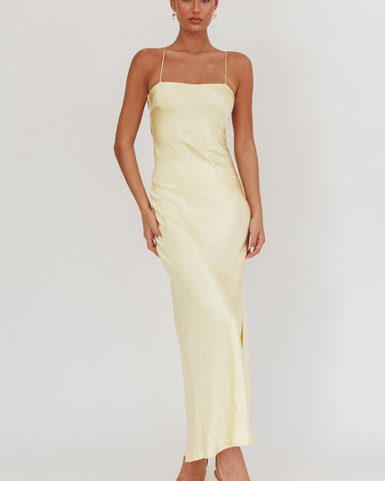 Butter Backless Satin Maxi Dress