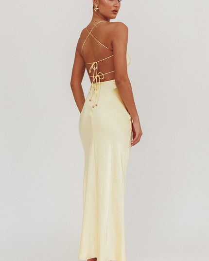 Butter Backless Satin Maxi Dress