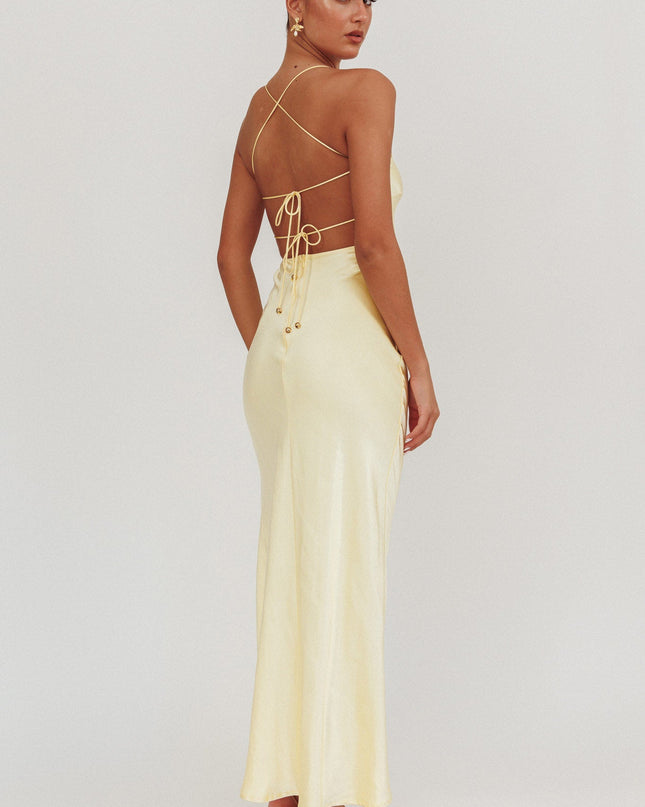 Butter Backless Satin Maxi Dress