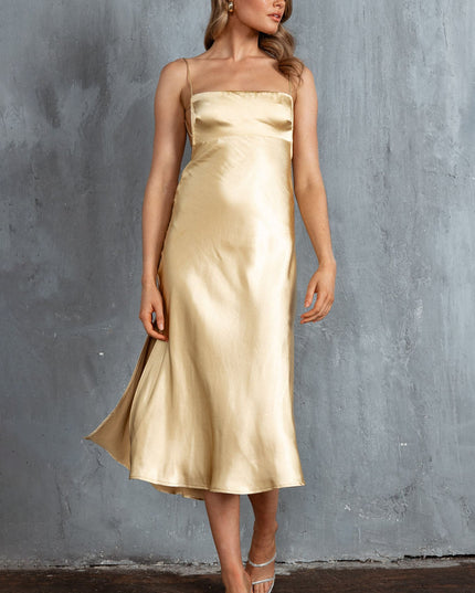 Lemon Low Back Midi Dress