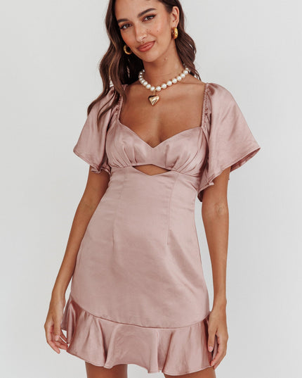 Blush You Pleated Bust Angel Sleeve Ruffle Hem Dress