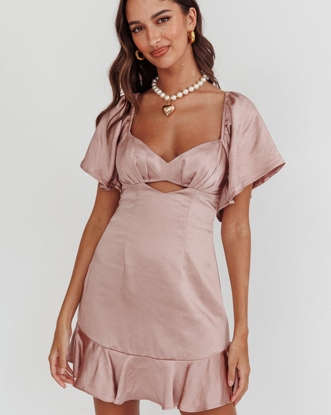 Blush You Pleated Bust Angel Sleeve Ruffle Hem Dress
