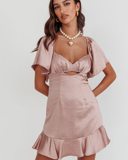 Blush You Pleated Bust Angel Sleeve Ruffle Hem Dress