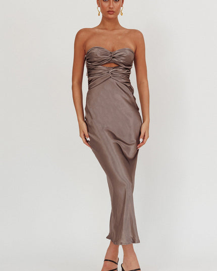Charcoal Double Twist Midi Dress