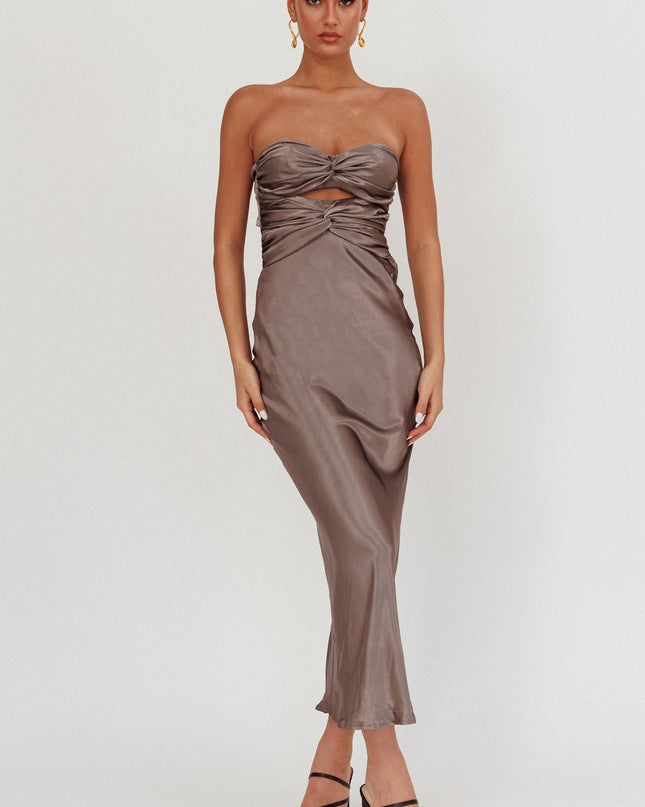 Charcoal Double Twist Midi Dress