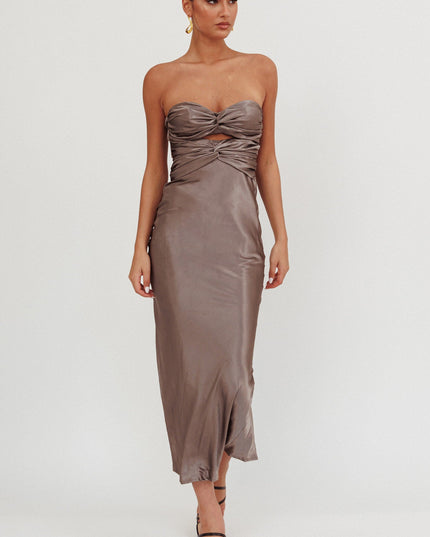Charcoal Double Twist Midi Dress