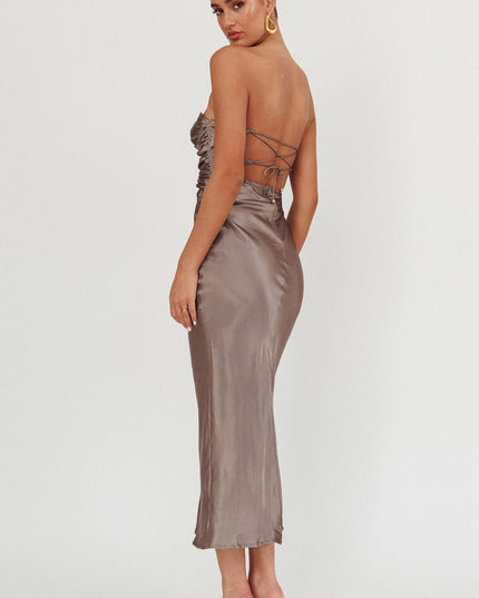 Charcoal Double Twist Midi Dress