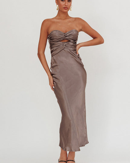 Charcoal Double Twist Midi Dress