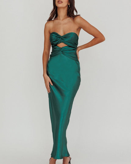 Forest Green Double Twist Midi Dress