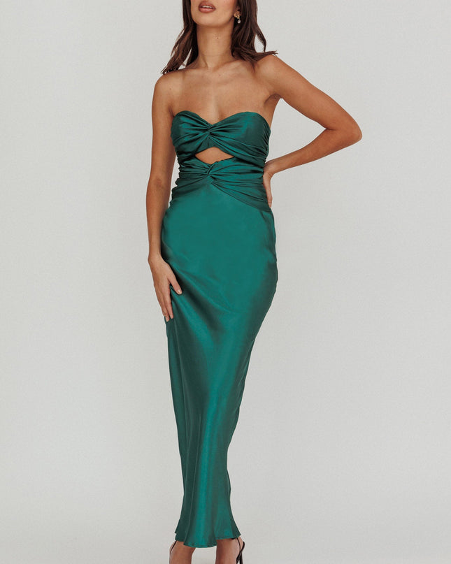 Forest Green Double Twist Midi Dress