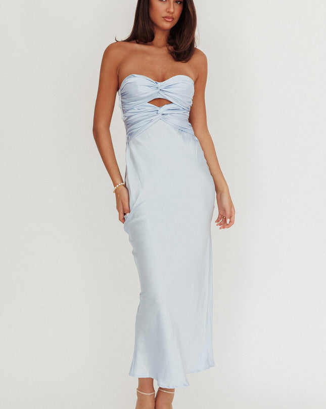 Steel Blue Double Twist Maxi Dress