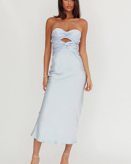 Steel Blue Double Twist Maxi Dress