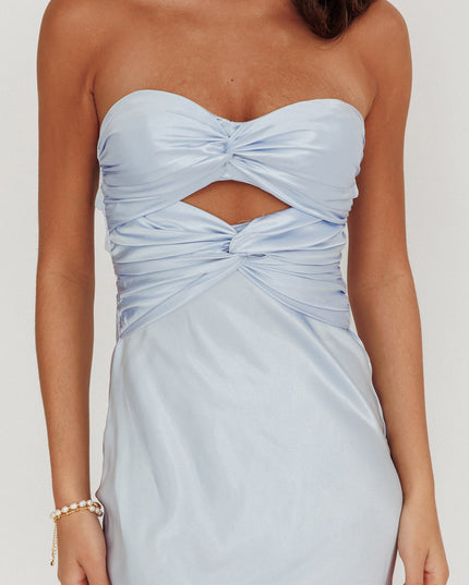 Steel Blue Double Twist Maxi Dress