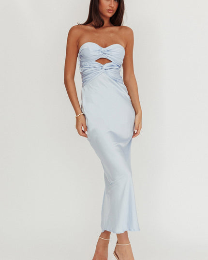 Steel Blue Double Twist Maxi Dress