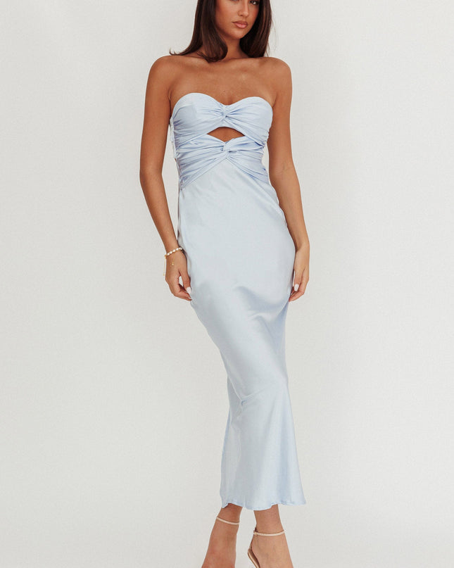 Steel Blue Double Twist Maxi Dress
