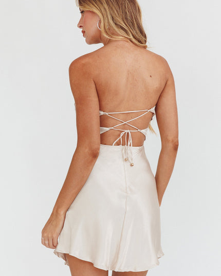 Champagne Double Twist Mini Dress