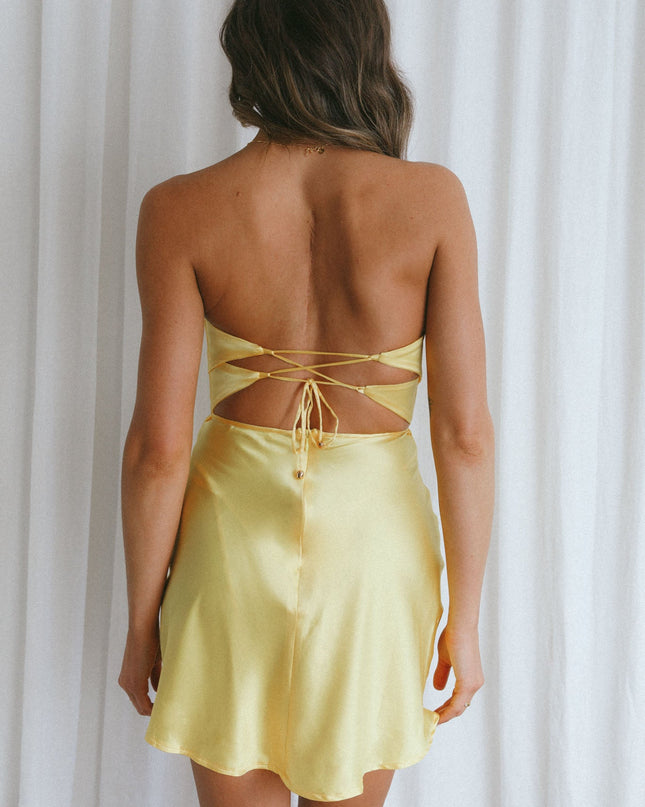Yellow Double Twist Mini Dress