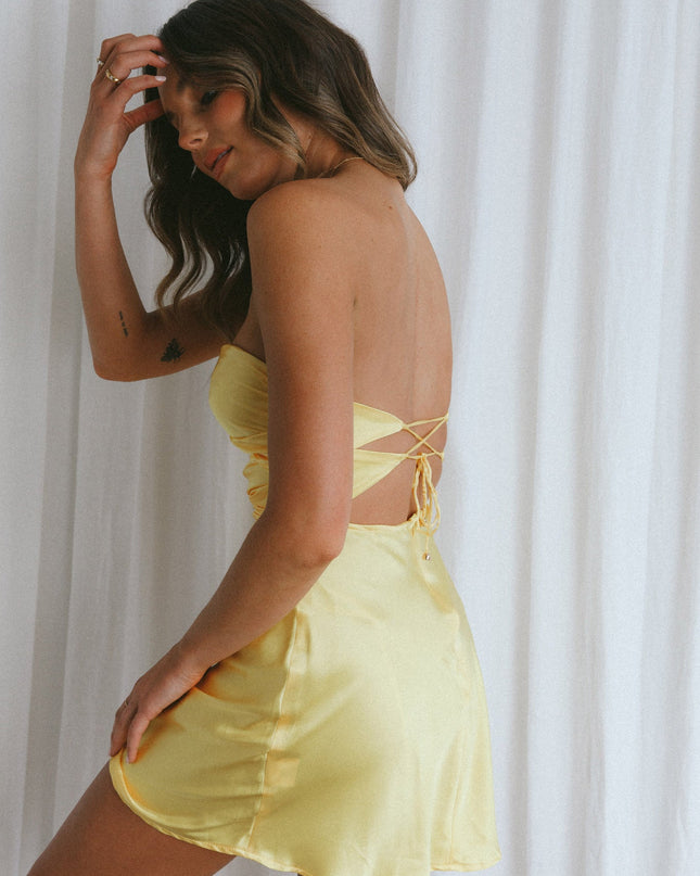 Yellow Double Twist Mini Dress