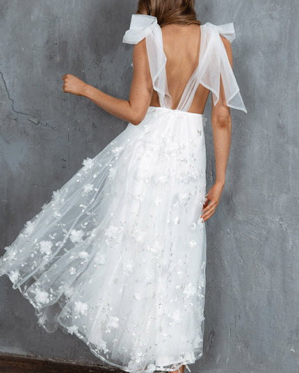 White Tied Shoulder Maxi Dress