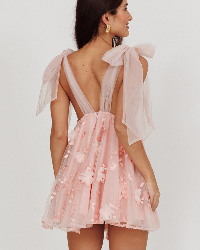 Pink Tied Shoulder Mini Dress