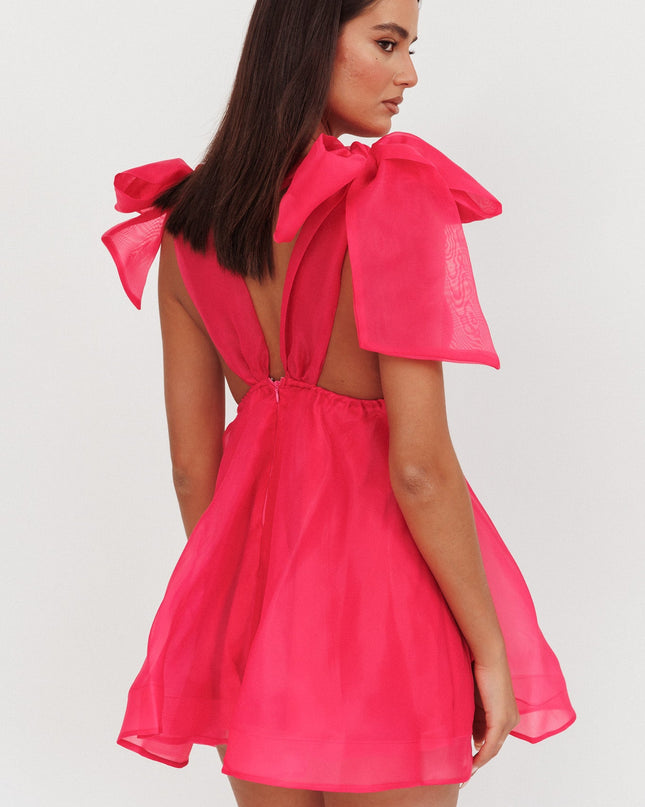 Fuchsia Tied Shoulder Mini Dress