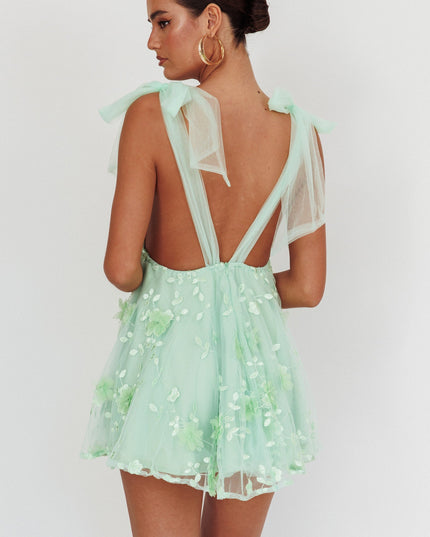 Sage Tied Shoulder Mini Dress