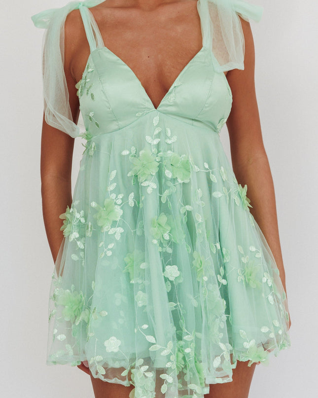 Sage Tied Shoulder Mini Dress