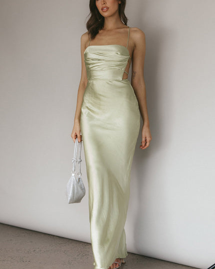 Earth Lace-Up Back Maxi Dress Kiwi