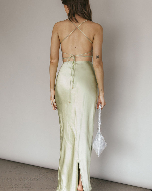 Earth Lace-Up Back Maxi Dress Kiwi