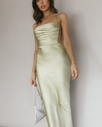 Earth Lace-Up Back Maxi Dress Kiwi
