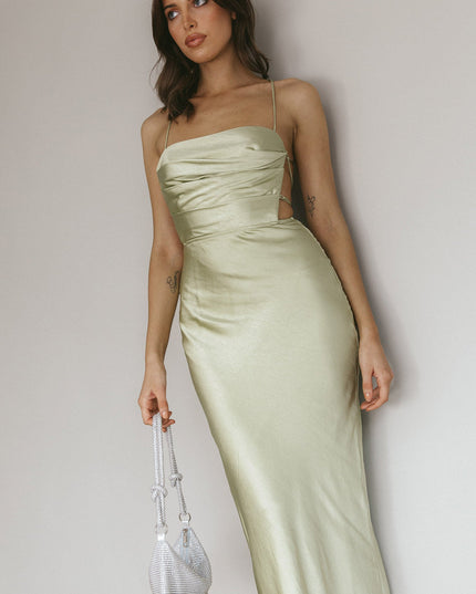 Earth Lace-Up Back Maxi Dress Kiwi